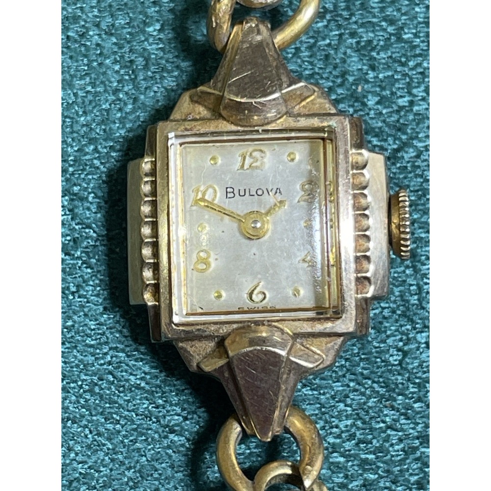 Vintage 1952 Bulova Ladies Wrist Watch L2 Mechanical Wind Up Gold Tone